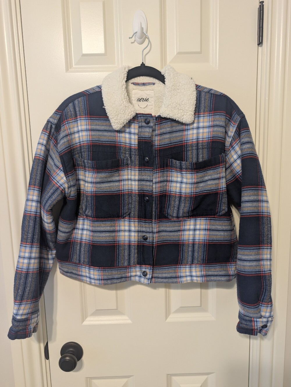 Aerie Sherpa Lined Plaid Shacket Jacket – Size Small